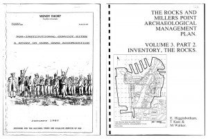 Examples of historical archaeology consulting reports available from the NSW AOL archive. Copyright retained by original authors and accessed here, Thorp 1987 and Higginbotham et al. 1991.