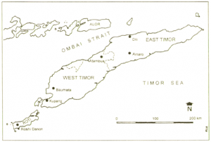 Map of Timor (published in Australian Archaeology 51:16).