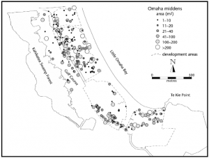 Sites recorded on Omaha Sandspit (published in Australian Archaeology 57:114).