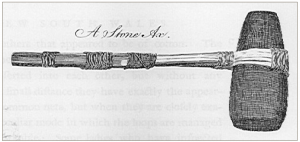 A hafted hatchet (from Stockdale 1789) (published in Australian Archaeology 60:42).