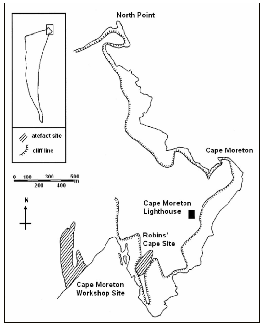 Northeastern portion of Moreton Island (published  in Australian Archaeology 57:78).