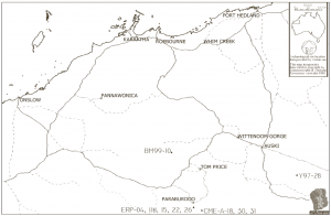 Map showing the Pilbara region (published in Australian Archaeology 60:59).