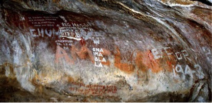 Graffiti at Pouri Pouri Cave, Ngiangu (published in Australian Archaeology 78).