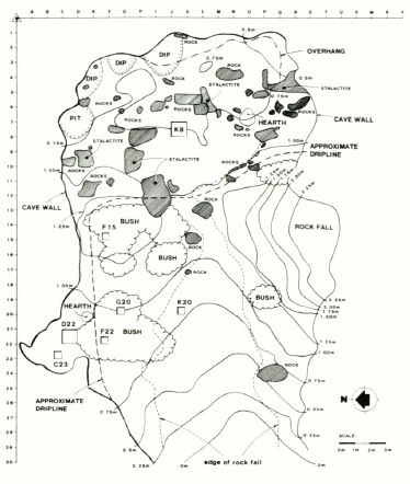 Site plan of Rainbow Cave (published in Australian Archaeology 36:36).